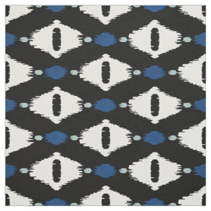 Cute blue black and white ikat tribal patterns fabric