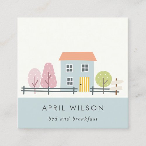 CUTE BLUE BLUSH GARDEN HOME STAY BED  BREAKFAST SQUARE BUSINESS CARD