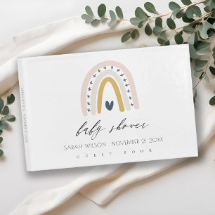 CUTE BLUE BLUSH RAINBOW HEART KIDS BABY SHOWER GUEST BOOK