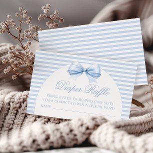Cute Blue Boho Bow Baby Boy Shower Diaper Raffle Enclosure Card