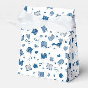 Cute Blue Book and Reading Pattern Favor Boxes