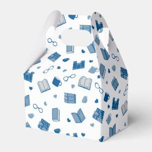 Cute Blue Book and Reading Pattern Favor Boxes