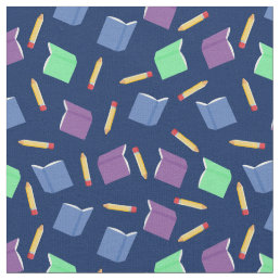 Cute Blue Books Fabric