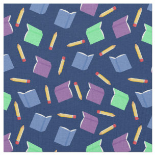 Cute Blue Books Fabric