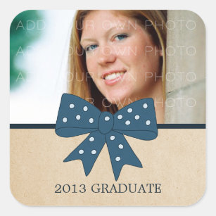 Cute Blue Bow Graduation Stickers