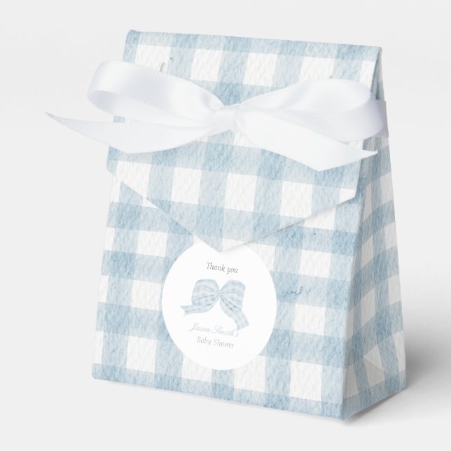 Cute blue bow ribbon baby shower  favor boxes (Front Side)