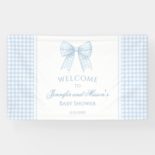 Cute blue bow ribbon baby shower welcome Banner