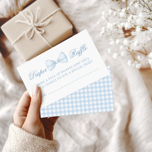 Cute blue bow tie baby boy shower diaper raffle enclosure card