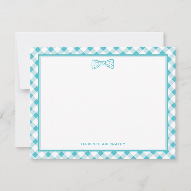 Cute Blue Bow Tie Note Card (Front)