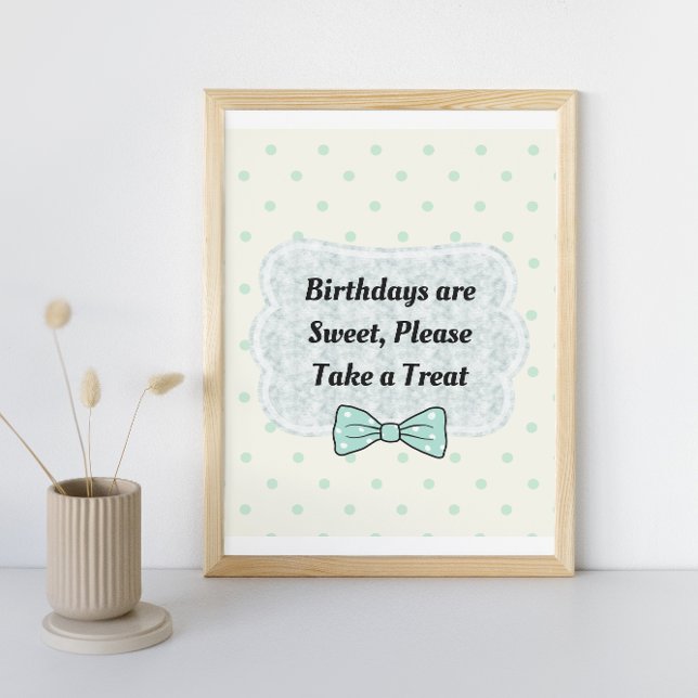 Cute Blue Bow Tie Party Sign (Creator Uploaded)