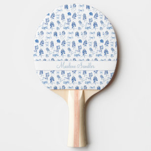 Cute Blue Bows Bluebonnets Flowers Ladies Coquette Ping Pong Paddle