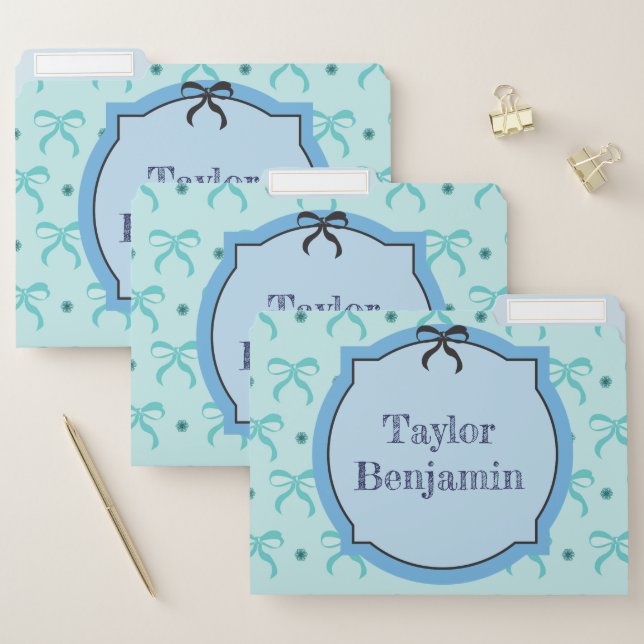 Cute Blue Bows File Folder (Set)