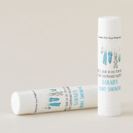 Cute Blue Boy Baby Shower Favors Message Custom Lip Balm
