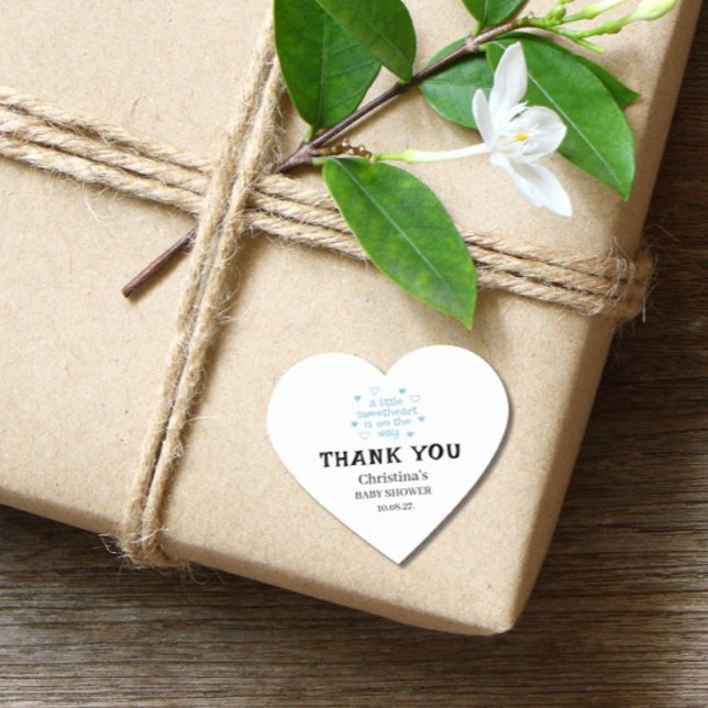 Cute Blue Boy Baby Shower Heart Sticker (Creator Uploaded)