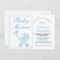 Cute Blue Boy Baby Shower Invitation Postcard