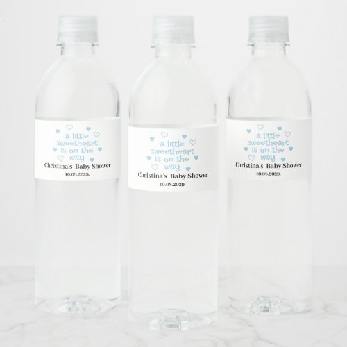 Cute Blue Boy Baby Shower Water Bottle Label