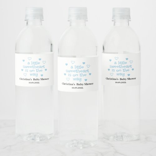 Cute Blue Boy Baby Shower Water Bottle Label