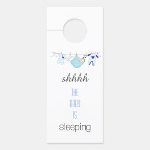 Cute Blue Boy Baby Sleeping Clothesline Door Hanger