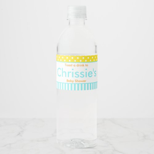 Cute Blue Boy Chick Baby Shower Party Water Bottle Label