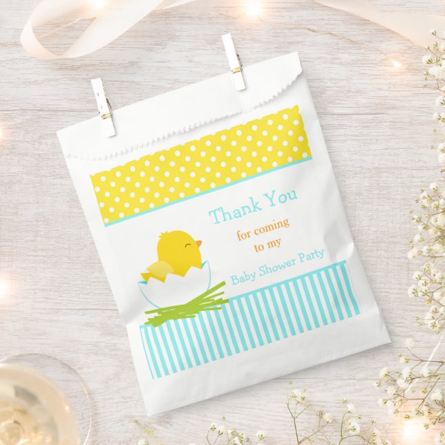 Cute Blue Boy Chick Shower Party Favor Bag (Clipped)