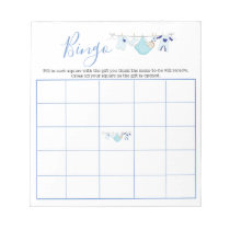 Cute Blue Boy Clothesline Baby Shower Bingo Game  Notepad