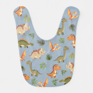 Cute Blue Boy Dinosaur Pattern Baby Bib