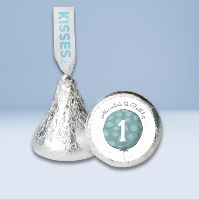 Cute Blue Boy First Birthday Party Chocolate Hershey®'s Kisses® (Creator Uploaded)