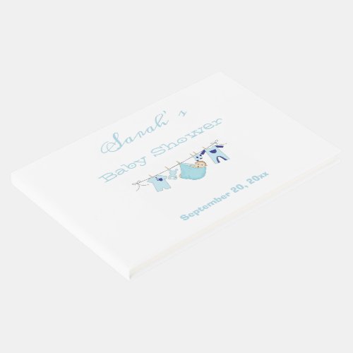 Cute Blue Boy illustration Baby Shower Guestbook