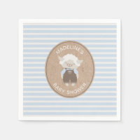 Cute Blue Boy Lamb Baby Shower