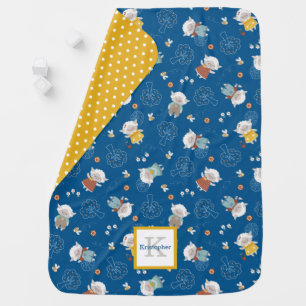 Cute Blue Boy Lamb Nursery Baby Blanket