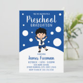 Cute Blue Boy Preschool Graduation Invitation (Standing Front)