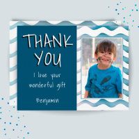 Cute Blue Boy Thank you Birthday Photo
