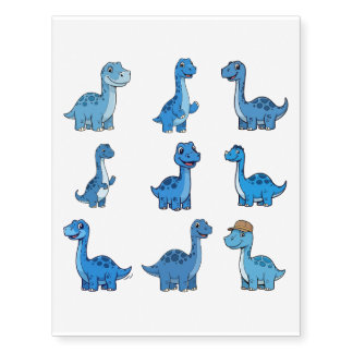 Cute Blue Brontosaurus Dinosaur Tattoos