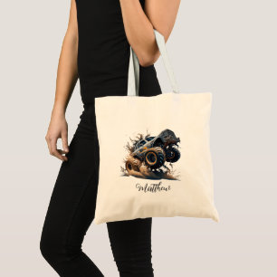Cute Blue Brown Big Race Monster Truck Tote Bag