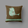 Cute Blue/Brown Pattern Bird Throw Pillow