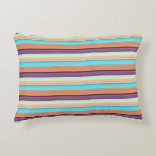 Cute blue brown stripes accent pillow