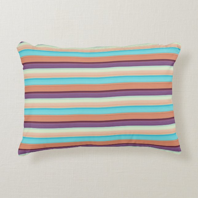 Cute blue brown stripes  accent pillow (Front)