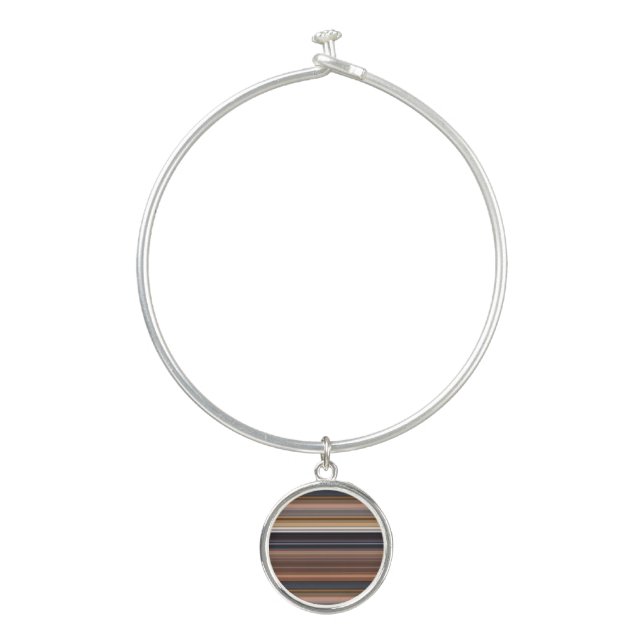 Cute blue brown stripes bangle bracelet (Front)