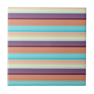 Cute blue brown stripes ceramic tile