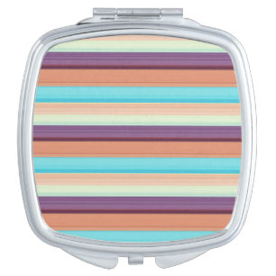 Cute blue brown stripes  compact mirror