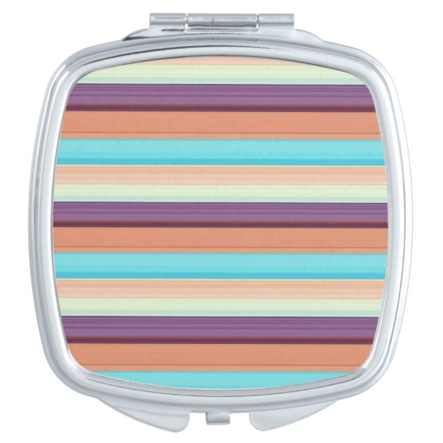 Cute blue brown stripes  compact mirror (Front)