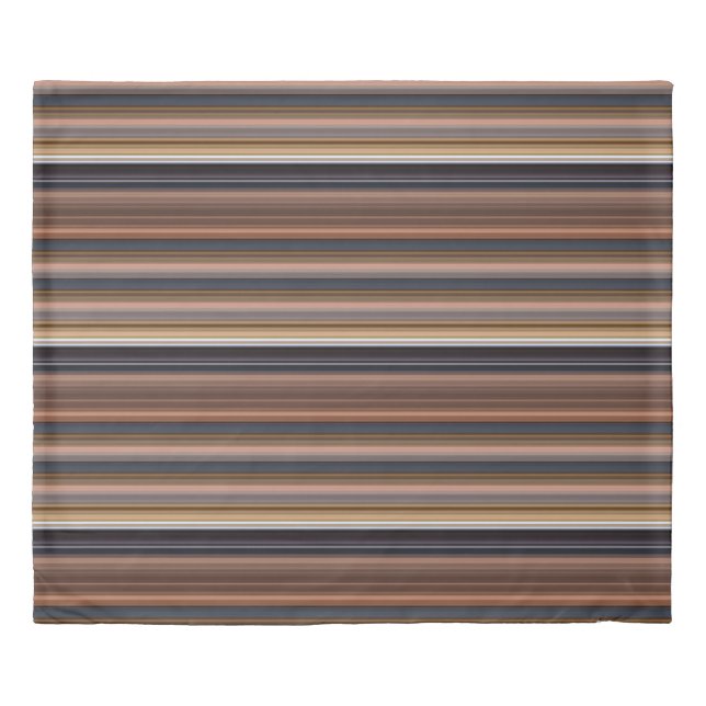 Cute blue brown stripes duvet cover (Front)