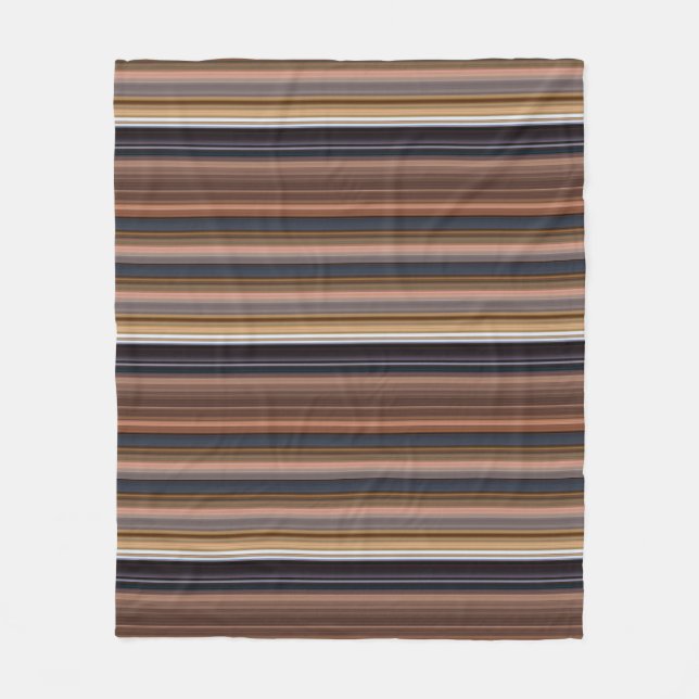 Cute blue brown stripes fleece blanket (Front)