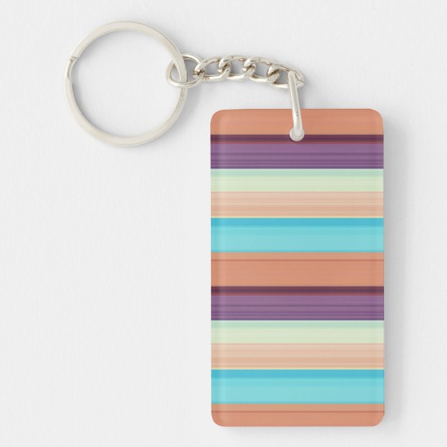 Cute blue brown stripes  keychain (Front)