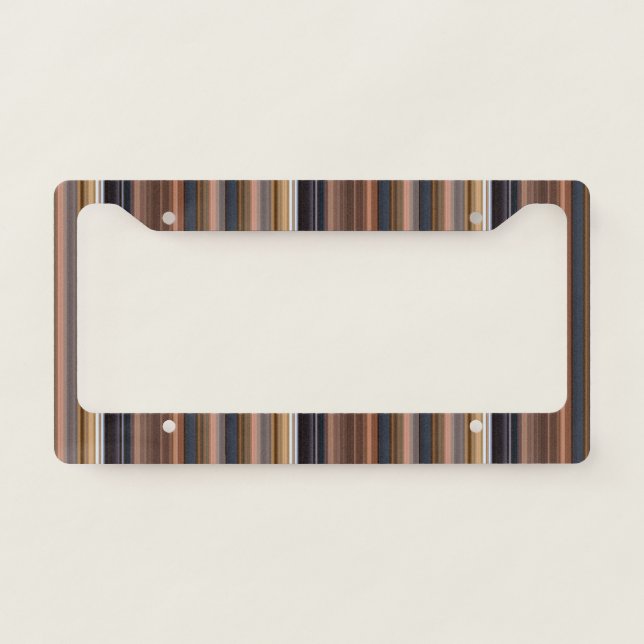 Cute blue brown stripes license plate frame (Front)