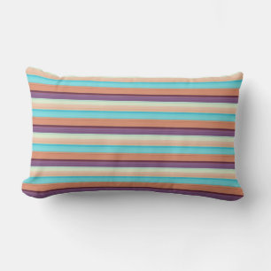 Cute blue brown stripes lumbar pillow