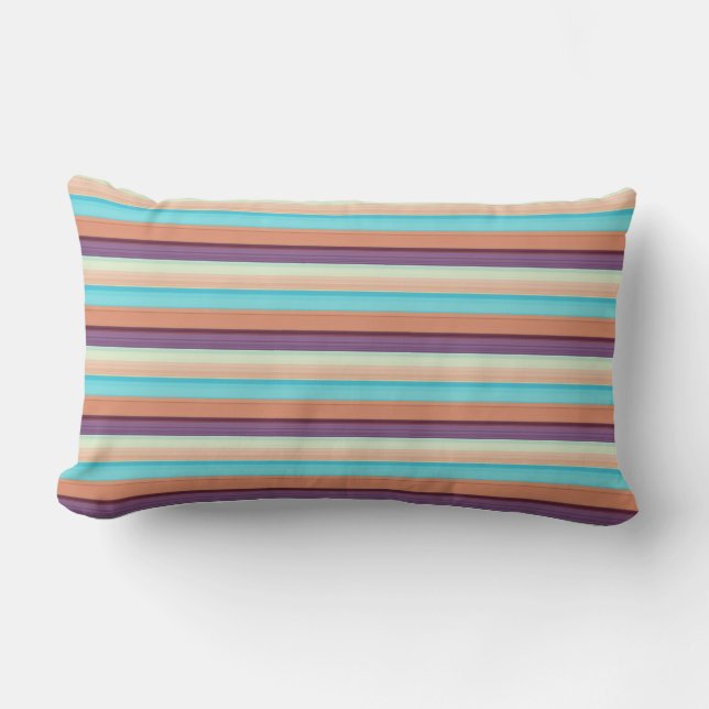 Cute blue brown stripes  lumbar pillow (Front)