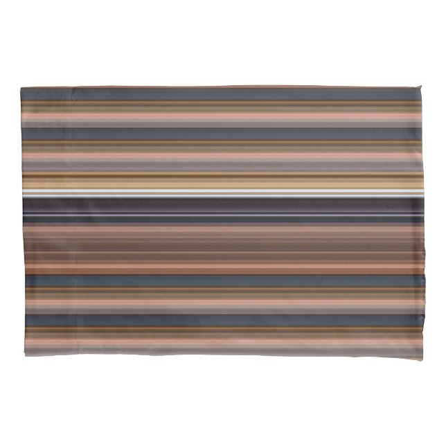 Cute blue brown stripes pillow case (Front-Left)