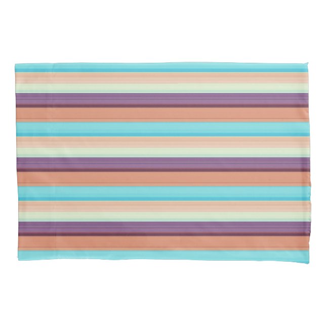 Cute blue brown stripes  pillow case (Front-Left)