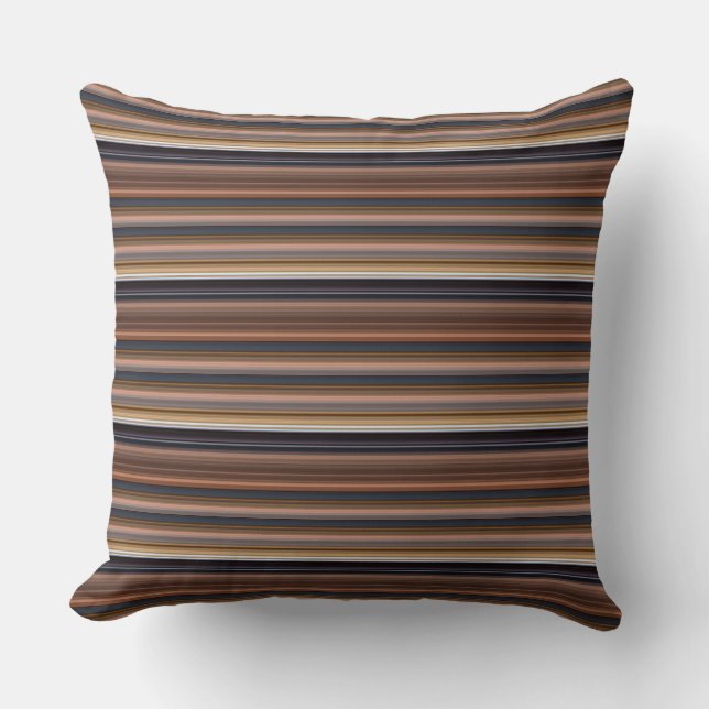 Cute blue brown stripes throw pillow (Front)